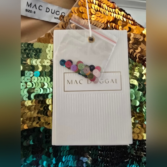 NWT!! Mac Duggal, Multicolor Long Sleeve Sequin Rainbow Dress, MSRP $598 - Picture 8 of 11